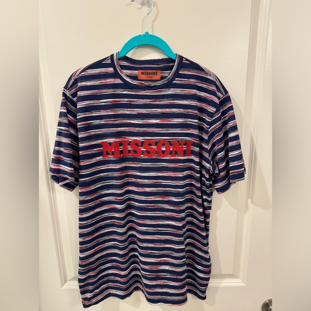 Missoni Men's Stripe Cotton Jersey Logo Tee